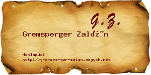 Gremsperger Zalán névjegykártya